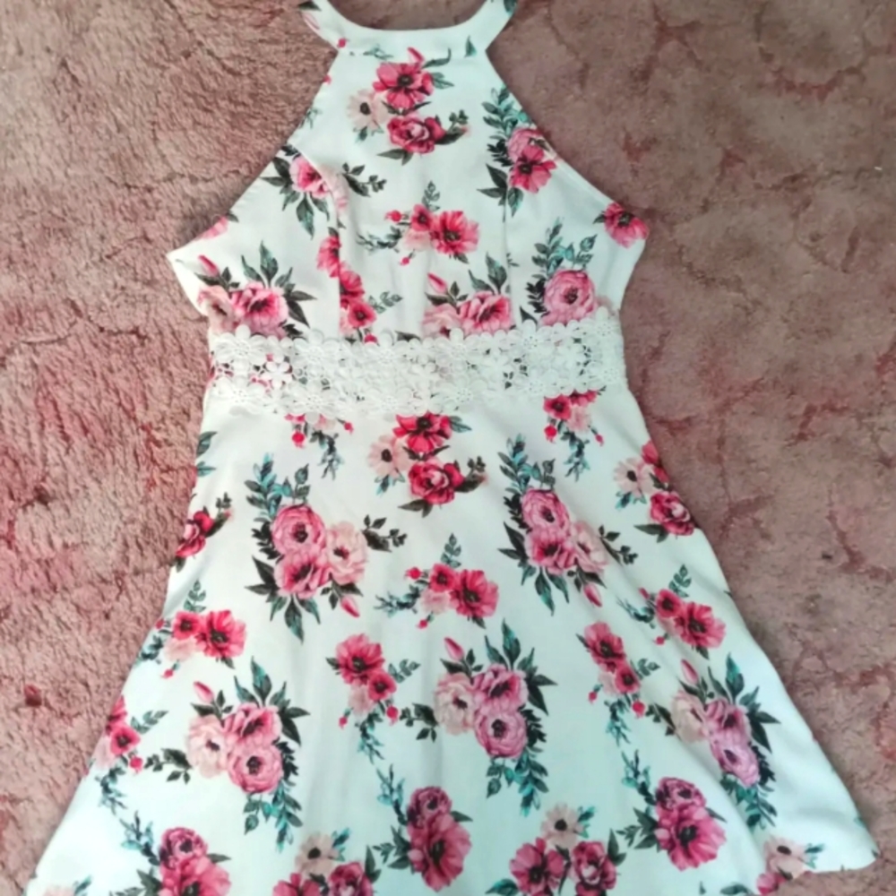 Woman's large floral formal dress